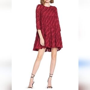 En Saison Burgundy Tiered Dress Size XS